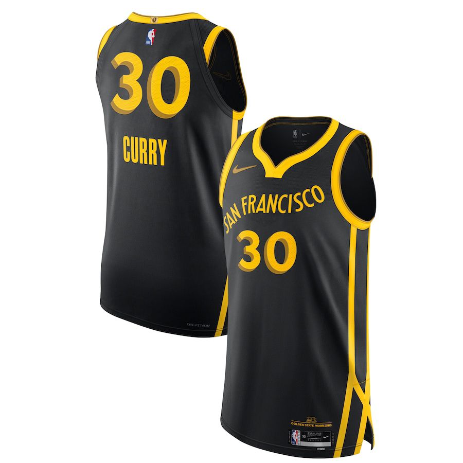 Men Golden State Warriors #30 Stephen Curry Nike Black City Edition 2023-24 Authentic NBA Jersey->golden state warriors->NBA Jersey